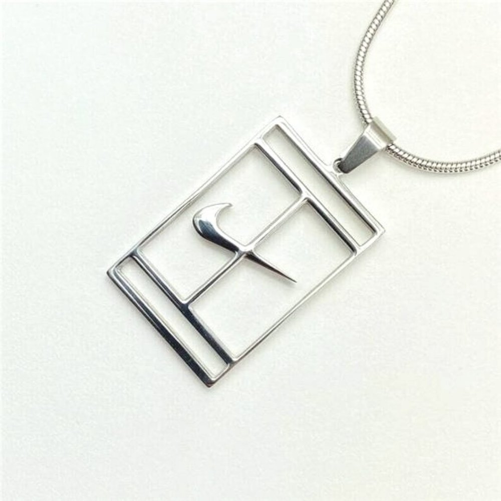 NEW Nike SILVER NECKLACE PLATED METAL 24" INCH CHAIN WITH ADJUSTER SWOOSH TICK - Picture 2 of 4